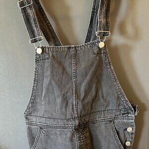 Free People Black Denim Overall Dress